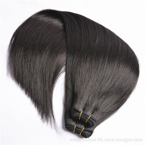 Double Drawn Raw virgin Cuticles Aligned Human hair pixie and Straight Weave Natural color Virgin  Hair Weft Silky Straight